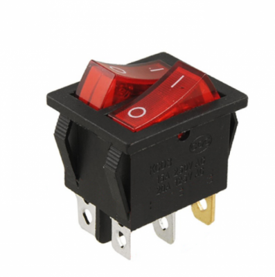 Тумблер 2 положения прямоугольный двойной (красный+красный) 6-ножек Тумблер 2 положения прямоугольный двойной (красный+красный) 6-ножек