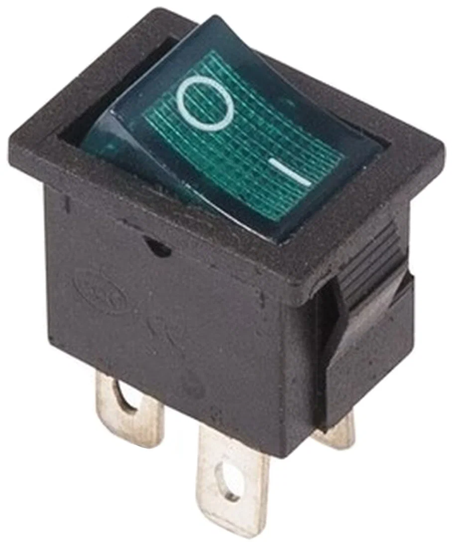 Тумблер 2 положения прямоугольный малый (зеленый) 4-конт Тумблер 2 положения прямоугольный малый (зеленый) 4-конт