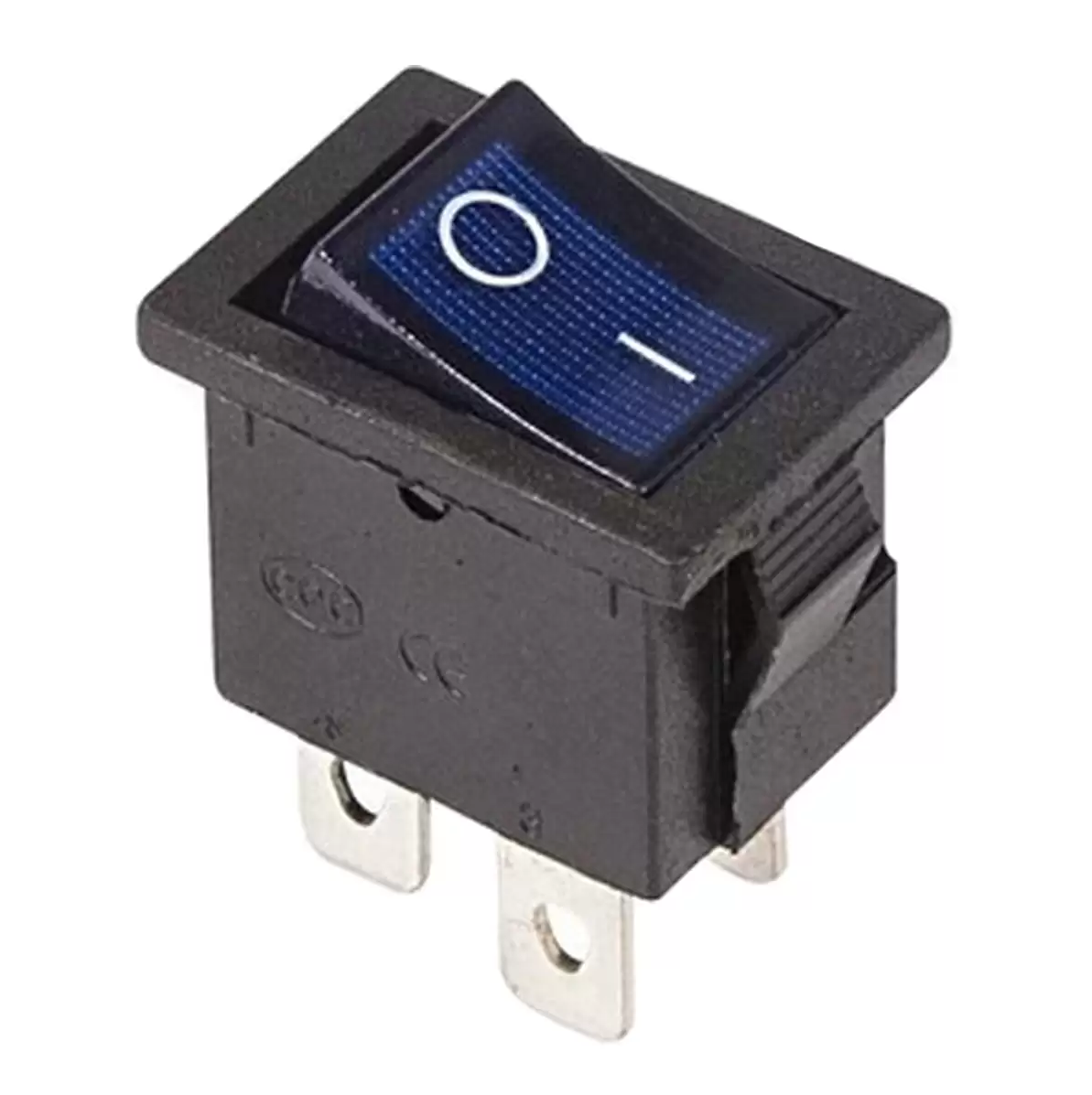 Тумблер 2 положения прямоугольный малый (синий) 4-конт Тумблер 2 положения прямоугольный малый (синий) 4-конт