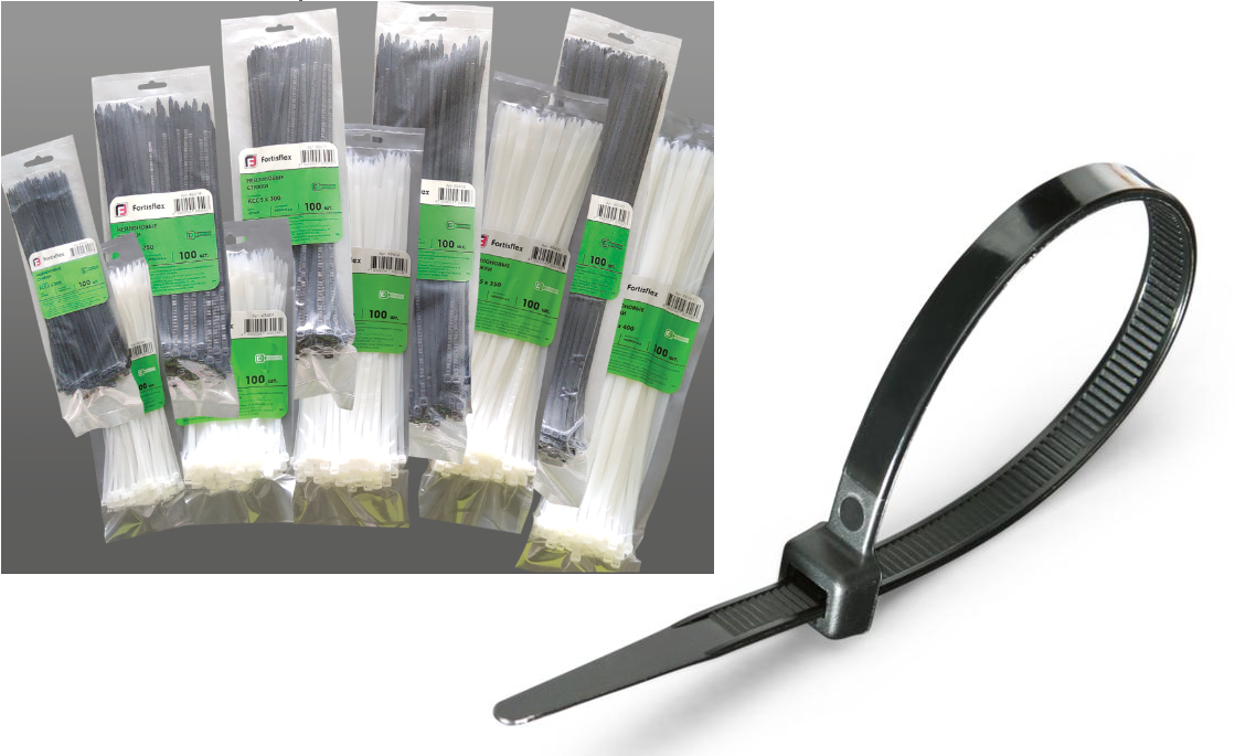 Хомут нейлоновый 3*80 (черный) (100шт) FORTISFLEX Хомут нейлоновый 3*80 (черный) (100шт) FORTISFLEX